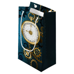 Petit Sac Cadeau Arrière - plan turquoise à vapeur avec Gears