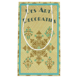 Petit Sac Cadeau Art déco or et art décoratif turquoise français