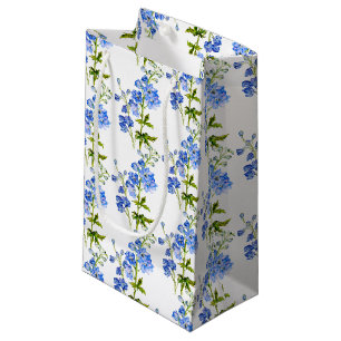 Petit Sac Cadeau Art mariage de delphinium bleu motif