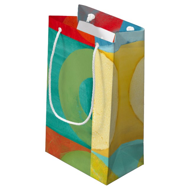 Petit Sac Cadeau Art Pop brillant avec cercles et Carré (Dos Angle)
