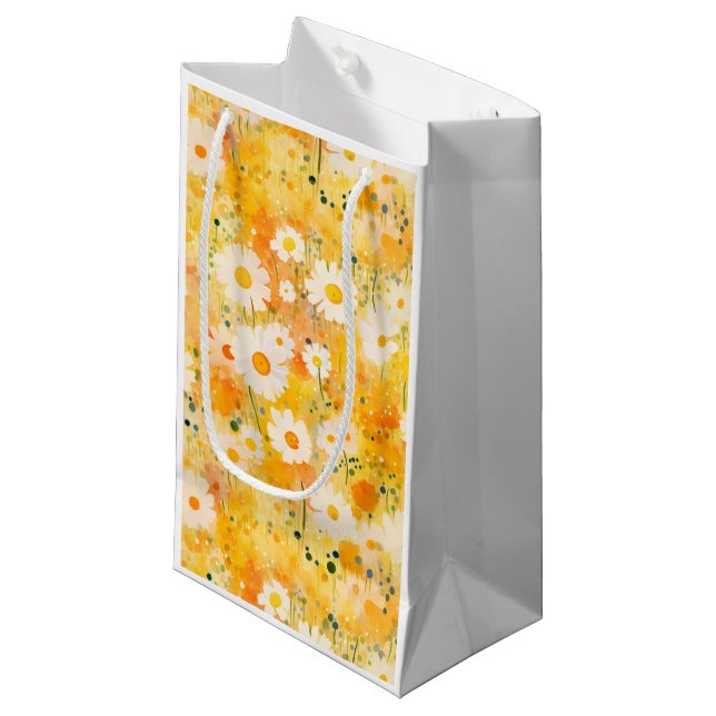 Petit Sac Cadeau Artisan Fleur sauvage Jaune Orange Joyeux Margueri (Devant Angle)