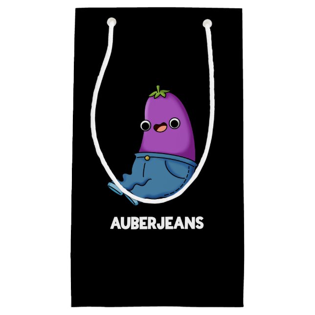 Petit Sac Cadeau Auberjeans Funny Eggplant Pun Dark BG (Devant)