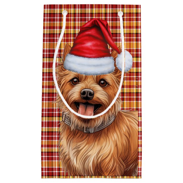 Petit Sac Cadeau Australie Terrier Dog Holiday Plaid Noël (Devant)