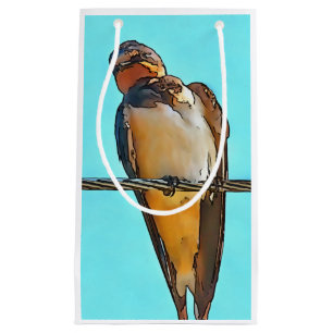 Petit Sac Cadeau Avaler Sur Un Fil Black Outline Art