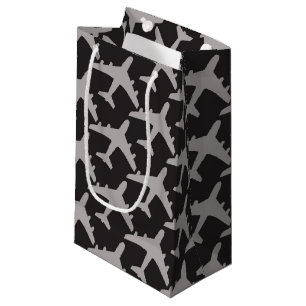Petit Sac Cadeau Avion à plan gris noir Avion à plan pilote Aviat