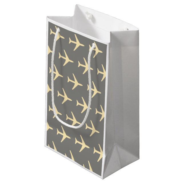 Petit Sac Cadeau Avion Pale Jaune Aviation Fly Airways (Devant Angle)