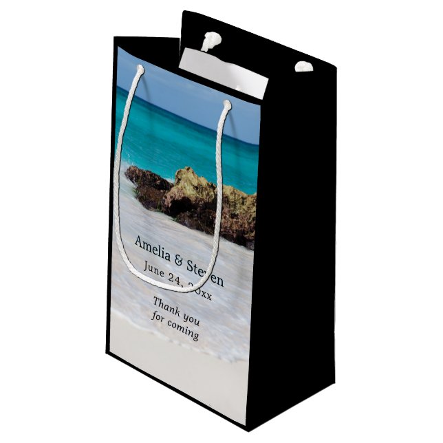 Petit Sac Cadeau Azure Ocean Sandy Beach Mariage photo (Dos Angle)