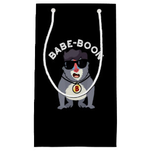Petit Sac Cadeau Babe-boon Funny Animal Singe Baboon Pun Dark BG