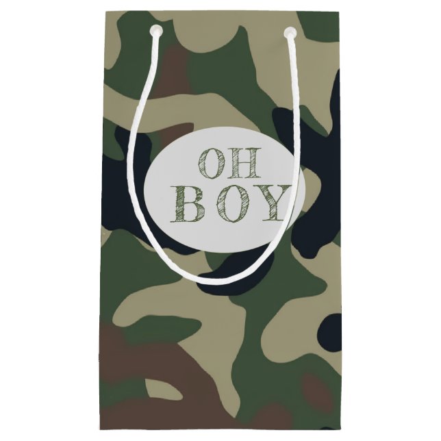 Petit Sac Cadeau Baby shower Camo Vert Gary (Devant)