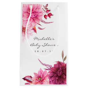 Petit Sac Cadeau Baby shower d'automne Bourgogne et Blush Merci inv