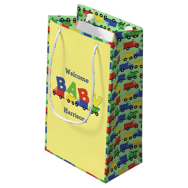 Petit Sac Cadeau Baby shower de camions (Dos Angle)