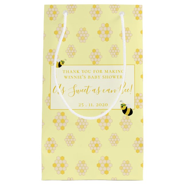 Petit Sac Cadeau Baby shower de Motif d'abeille jaune et d'abeille  (Devant)