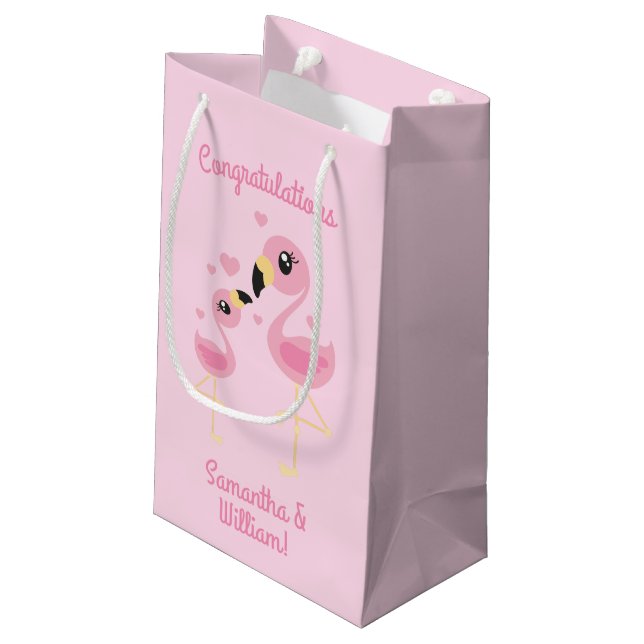 Petit Sac Cadeau Baby shower Flamant rose rose (Dos Angle)