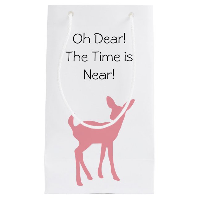 Petit Sac Cadeau Baby shower rose d'animaux de forêt de région (Devant)