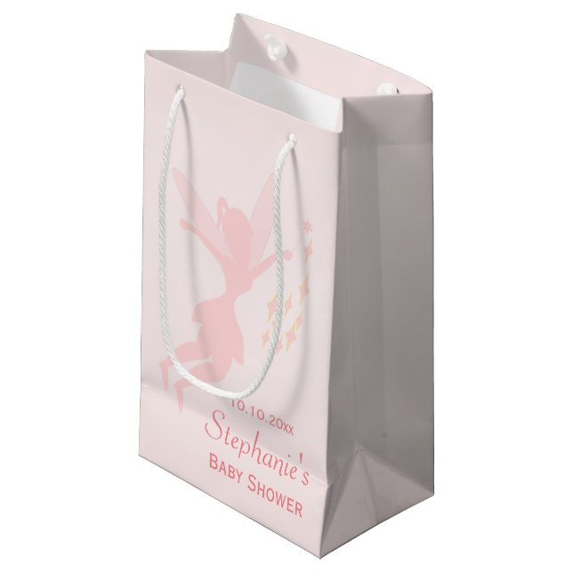 Petit Sac Cadeau Baby shower rose féerique rose (Devant Angle)
