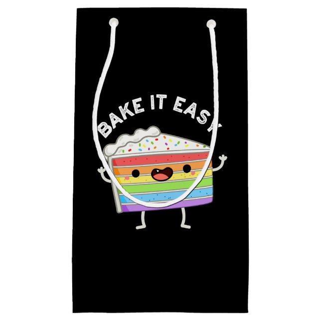 Petit Sac Cadeau Bake It Easy Funny Cake Pun Dark BG (Devant)