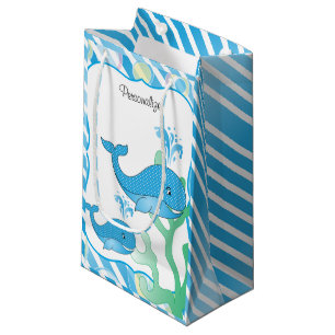 Petit Sac Cadeau Baleine de bébé bleu