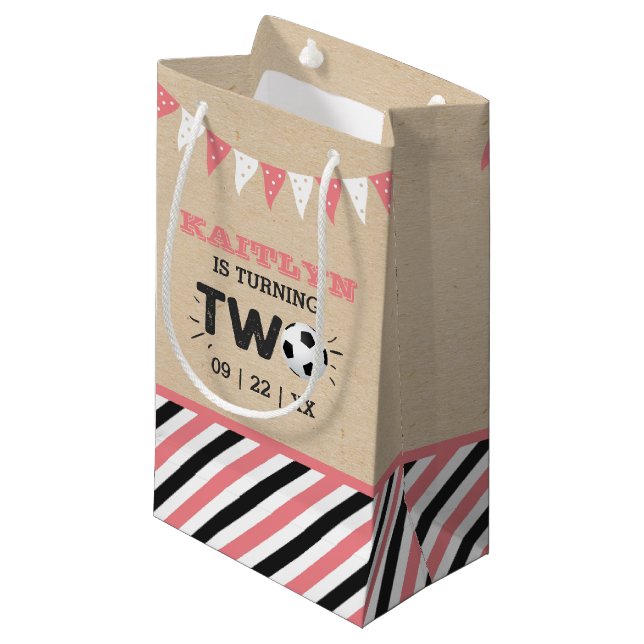 Petit Sac Cadeau Balle de football étoile 2e fête d'anniversaire (Devant Angle)