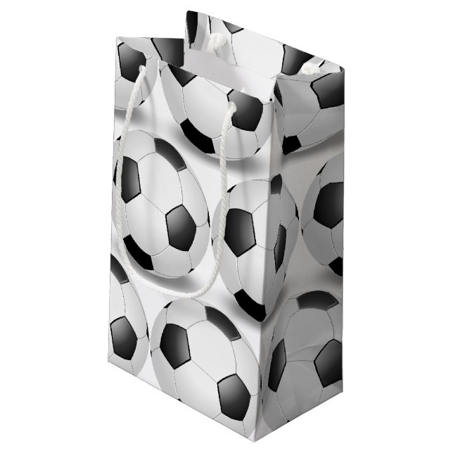 Petit Sac Cadeau ballon de football noir et blanc (Dos Angle)