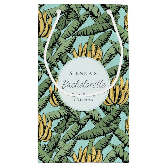 Petit Sac Cadeau Banane tropicale Turquoise Feuille Bachelorette (Dos)