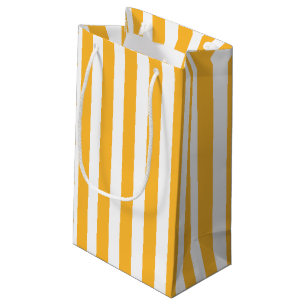 Petit Sac Cadeau Bandes de bonbons jaune et blanc ensoleillé