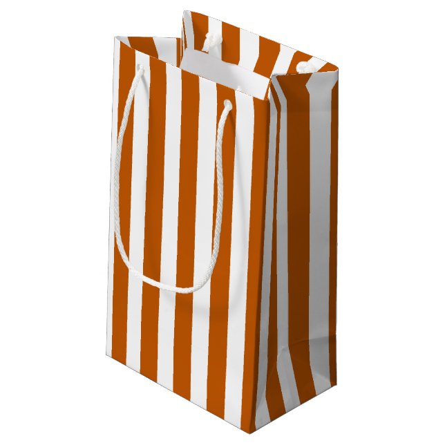 Petit Sac Cadeau Bandes de bonbons orange et blanc brûlés (Dos Angle)