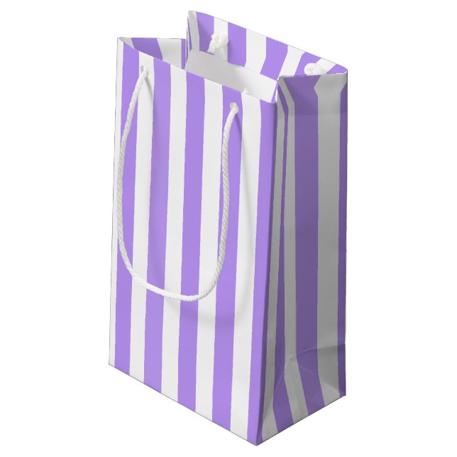 Petit Sac Cadeau Bandes de bonbons violettes et blanches (Dos Angle)