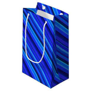 Petit Sac Cadeau Bandes diagonales bleues