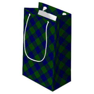 Petit Sac Cadeau Barclay clan tartan bleu vert plaid