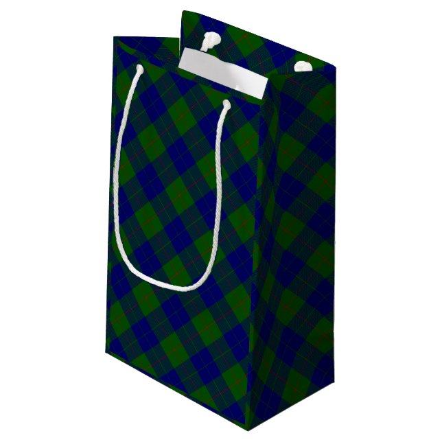 Petit Sac Cadeau Barclay clan tartan bleu vert plaid (Dos Angle)