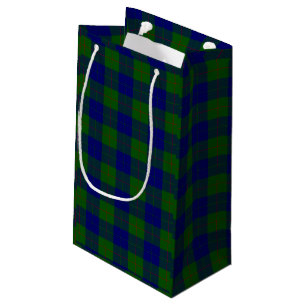 Petit Sac Cadeau Barclay clan tartan bleu vert plaid