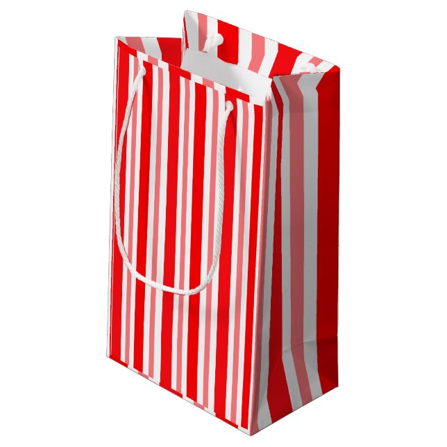 Petit Sac Cadeau Barré rouge et rose (Dos Angle)