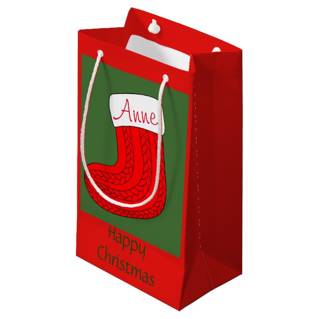 Petit Sac Cadeau Bas personnalisé de Noël (Devant Angle)