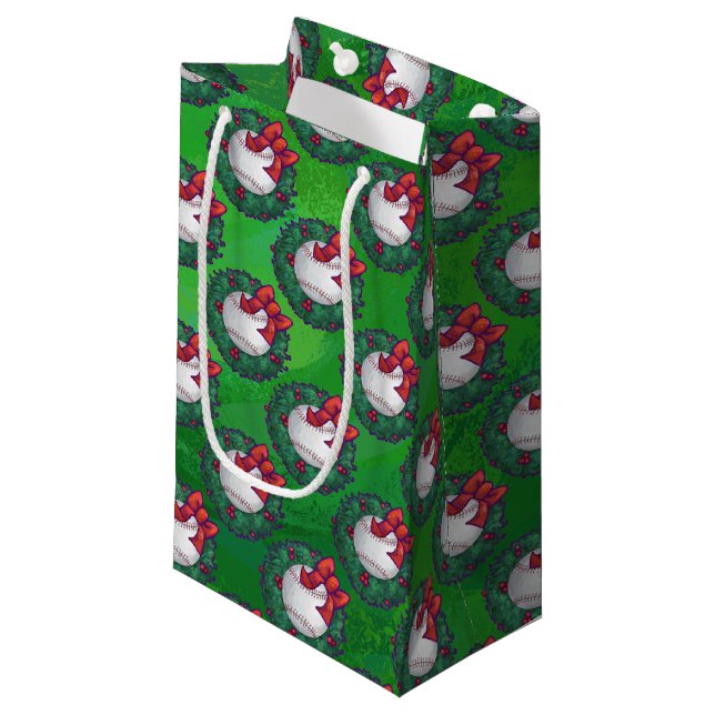 Petit Sac Cadeau Baseball en Motif de couronne de Noël (Devant Angle)