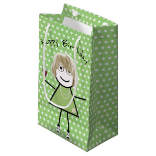 Petit Sac Cadeau Bâton d'anniversaire fille avec verre à vin
