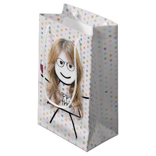 Petit Sac Cadeau Bâton fille d'anniversaire avec verre à vin