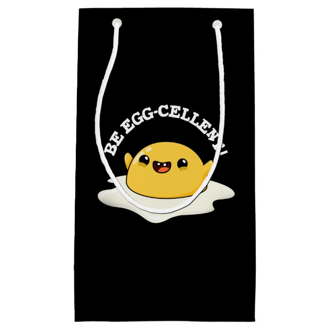 Petit Sac Cadeau Be Egg-cellent Funny Egg Pun Dark BG (Devant)