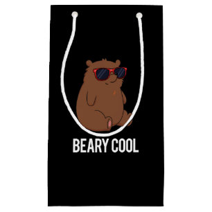 Petit Sac Cadeau Beary Cool Funny Brown Bear Pun Dark BG