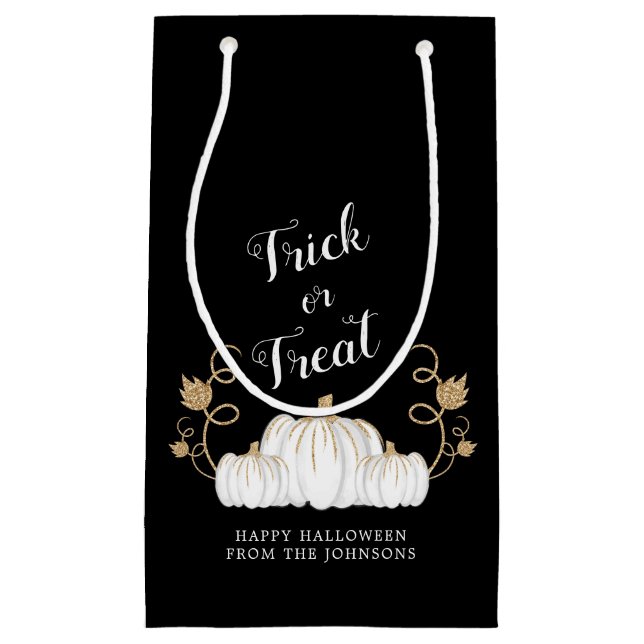 Petit Sac Cadeau Beau Brouillon Noir Ou Traiter Halloween Citrouill (Devant)