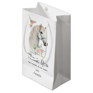 Petit Sac Cadeau Beau Cheval Blanc Boho Merci Floral