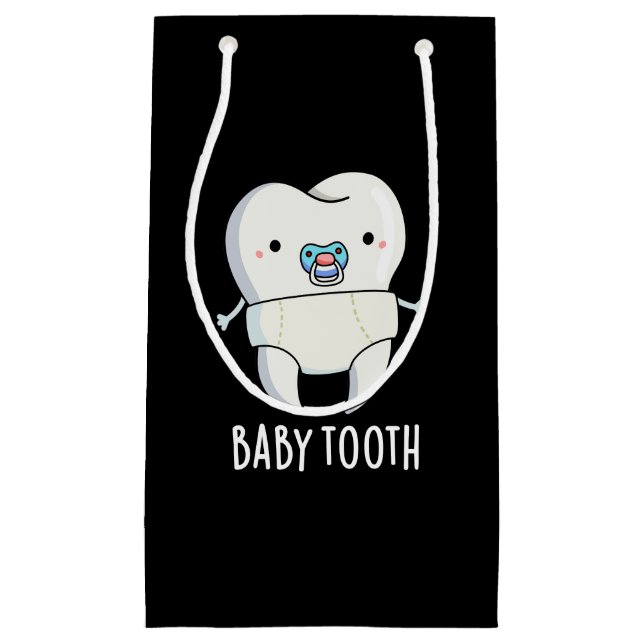 Petit Sac Cadeau Bébé Dent Dents Amusants Jeu de dents BG foncé (Devant)