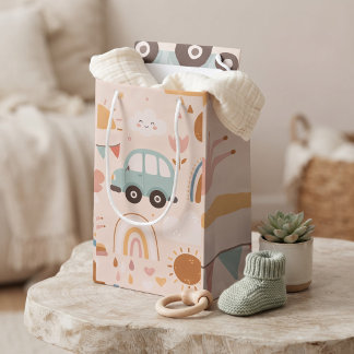 Petit Sac Cadeau Bébé mignon motif de nurserie arc-en-ciel et solei