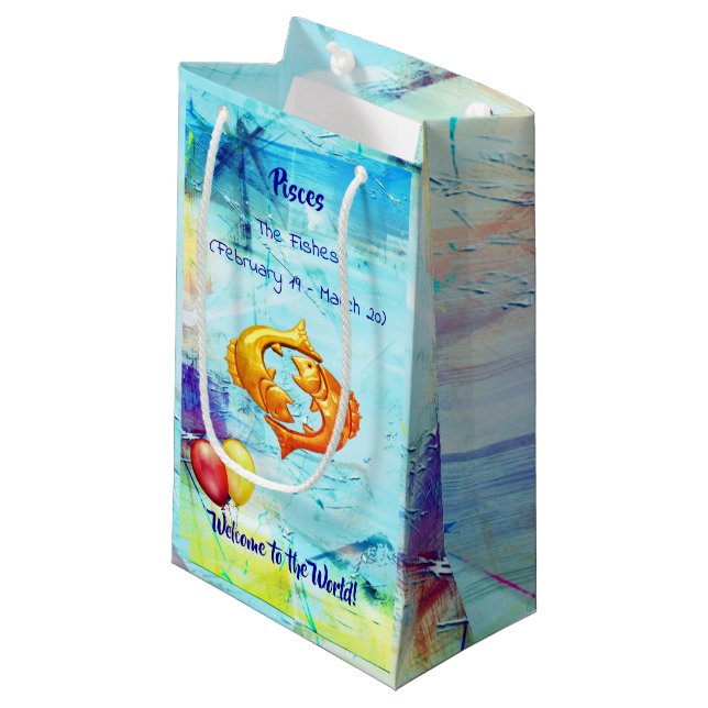 Petit Sac Cadeau Bébé Poissons Les Poissons (19 févr. - 20 mars) (Devant Angle)