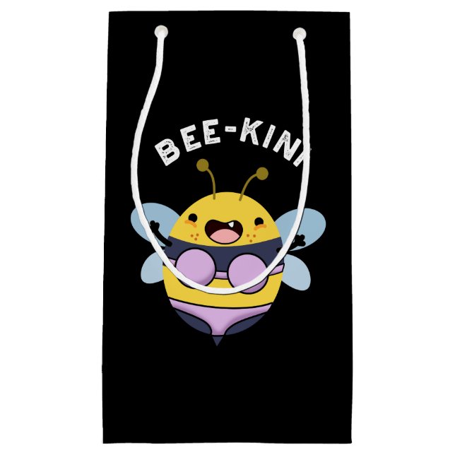 Petit Sac Cadeau Bee-kini Funny Bee Puns Dark BG (Devant)