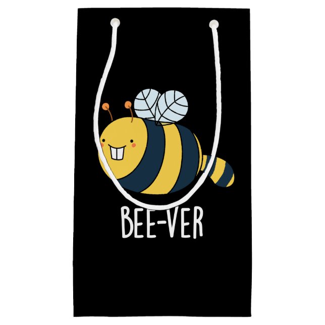 Petit Sac Cadeau Bee ver Funny Animal Beaver Bee Pun Dark BG (Devant)