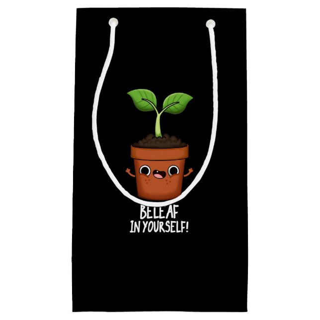 Petit Sac Cadeau Beleaf En Vous-Même Drôle Plante Pun Dark BG (Devant)