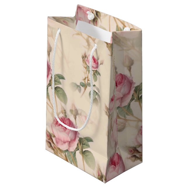 Petit Sac Cadeau Belle florale Vintage (Devant Angle)