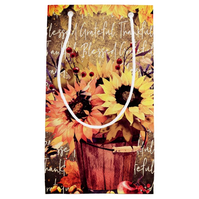 Petit Sac Cadeau Bénédiction de tournesol Gratitude Thanksgiving (Devant)