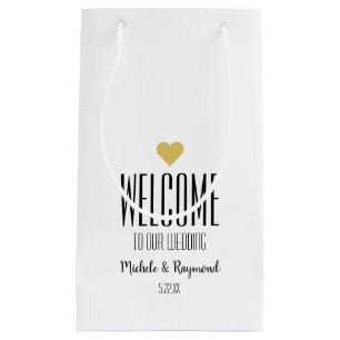 Petit Sac Cadeau Bienvenue à Notre Mariage Blanc