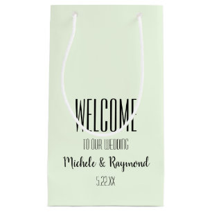 Petit Sac Cadeau Bienvenue à notre Mariage MINT GREEN Cadeaux SMALL